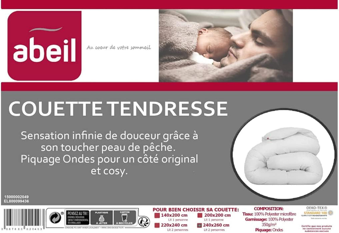 Couette Abeil, matière : 100% microfibre, garnissage, Blanche, 260X240 Couettes et couettes Naty Shop