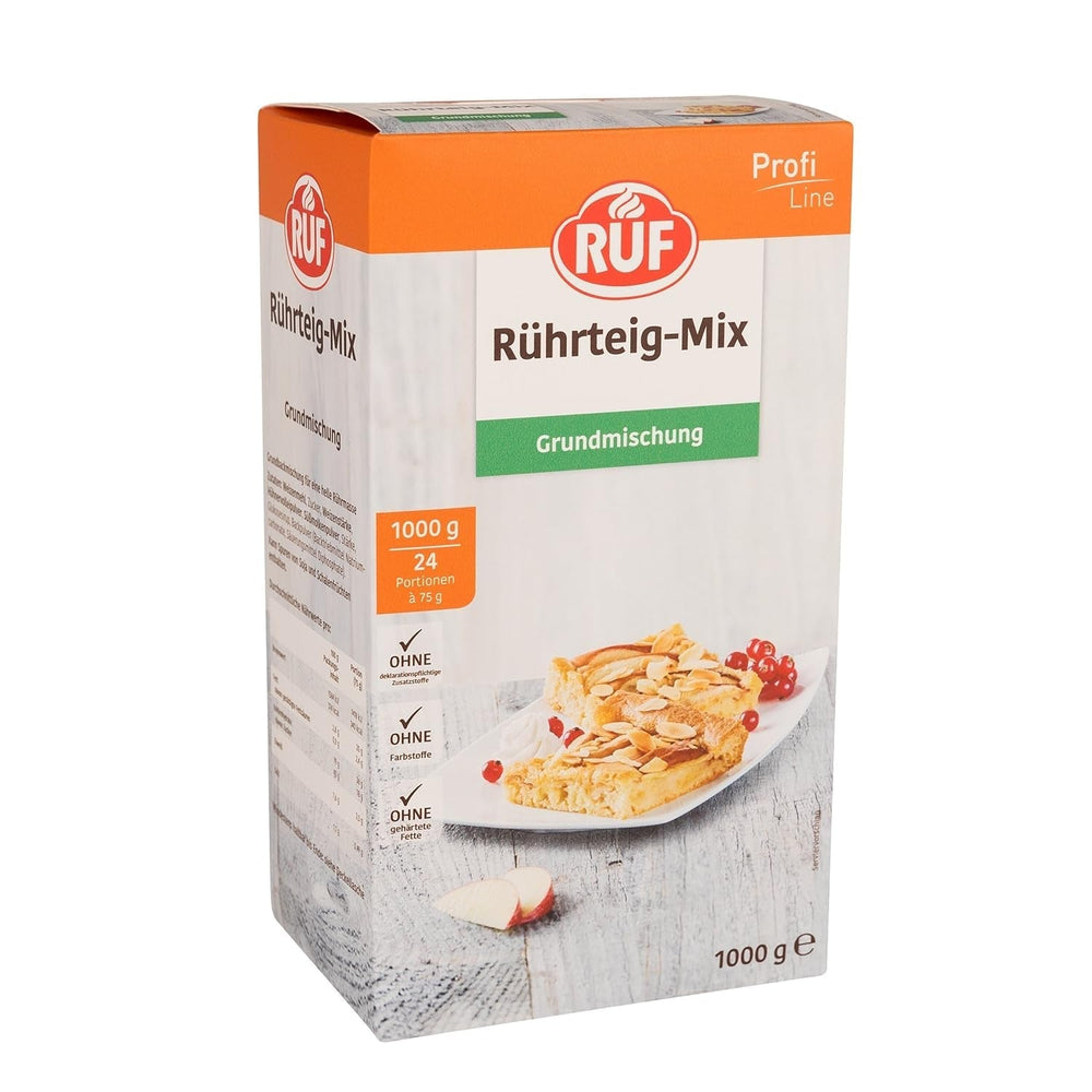 RUF Rührkuchen Backmischung, Nur Wasser & Öl Zugeben, Rezeptur Für Blechkuchen, Kastenkuchen, Muffins, Gugelhupf Und Tortenböden, 1X1000G Mélange pour la pâtisserie et la cuisson Naty Shop Rührteig 1 Kg (1Er Pack)