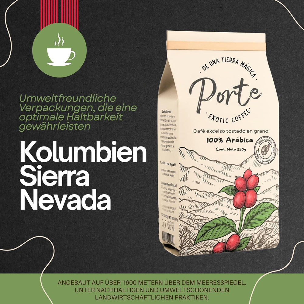 Café spécial Bohnen 100 % Arabica naturel Mittlere Röstung Gewaschener Prozess Zitrus Schokolade Karamell Schattenanbau Sierra Nevada (250 g, Castillo)