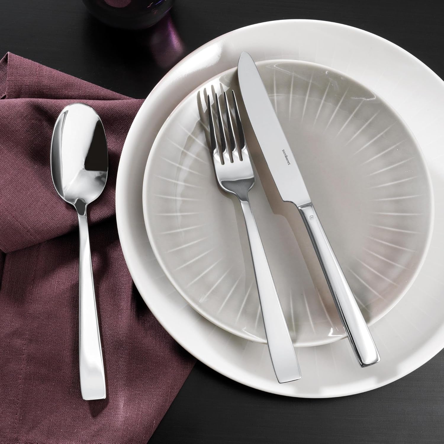 Sambonet 62512-83 Ménagère plate monobloc, 36 pièces, acier inoxydable 18/10, passe au lave-vaisselle Cuisine Naty Shop