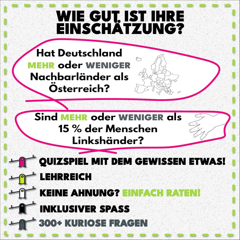 | Mehr Oder Weniger Kartenspiel | Wie gut ist Ihr Urteilsvermögen? Spiel für Erwachsene, Famile & Kinder | 2+ Spieler | Familienspiel | Reisespiel |