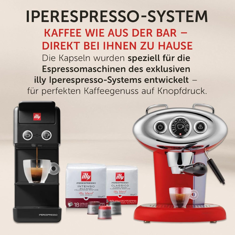 illy, Capsules Iperespresso CLASSICO, 100% Arabica avec notes de fleur d'oranger et de jasmin, goût sucré et arrière-goût sucré, 6 paquets de 18 capsules (Insgesamt 108 Capsules)