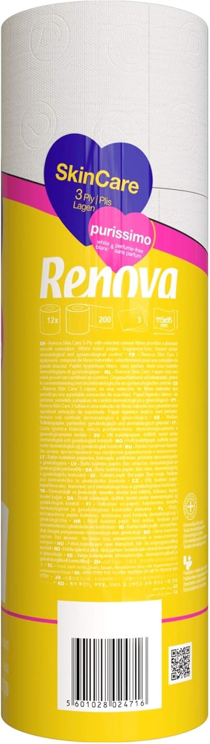 Renova Skincare Purissimo papier toilette, 12 rouleaux, blanc
