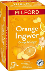 MILFORD Orange Gingembre | Tisane au goût d'orange | 20 sachets de thé