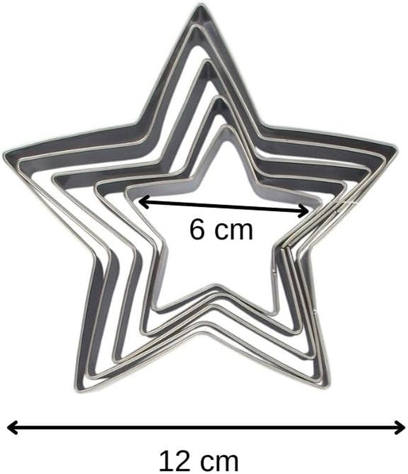 Zenker 44813 Lot de 5 emporte-pièces étoiles, lot de 5 emporte-pièces étoiles, acier inoxydable, argent, 6-12 x 2,5 cm