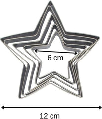 Zenker 44813 Lot de 5 emporte-pièces étoiles, lot de 5 emporte-pièces étoiles, acier inoxydable, argent, 6-12 x 2,5 cm
