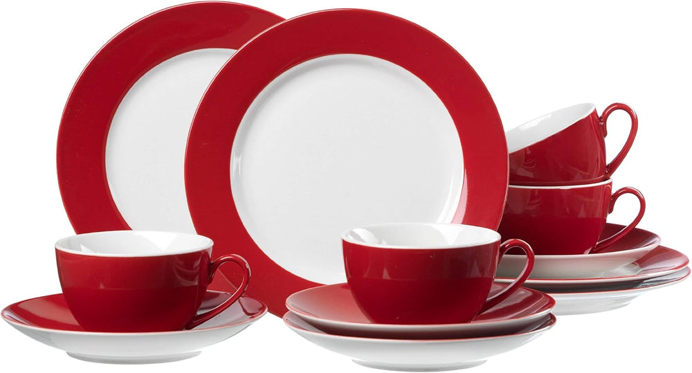 Ritzenhoff & Breker Doppio Service à Café, 12 Pièces, Porcelaine, Rouge
