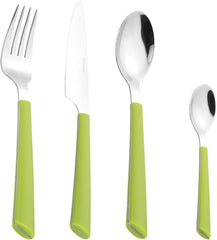 Couverts JANE, inox 18/0 poli, manches en plastique vert, 24 pièces Cuisine Naty Shop