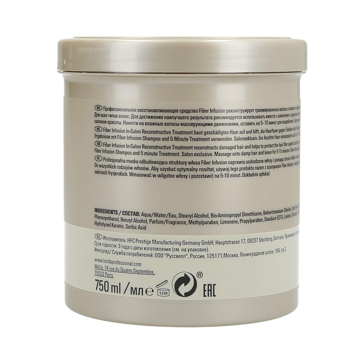 Masque infusion de fibres, sans odeur, 750 ml Masque capillaire Naty Shop