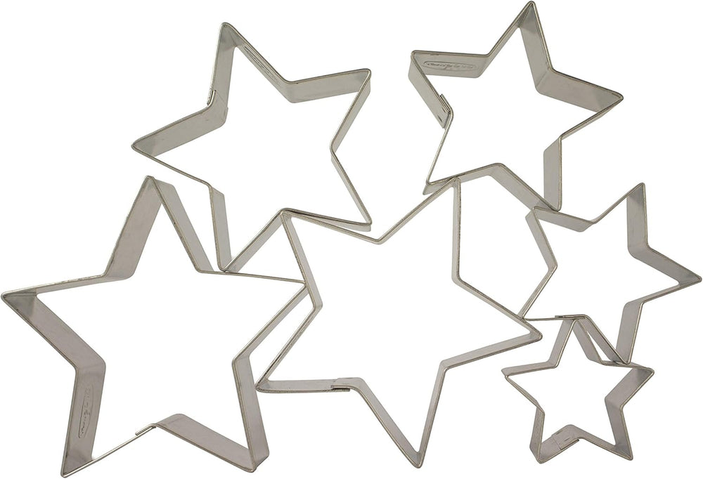 Dr. Oetker Lot de 6 emporte-pièces en forme d'étoile, emporte-pièces de Noël, emporte-pièces et emporte-pièces pour terrasse, motifs de différentes tailles, quantité : 1 x 6 pièces.