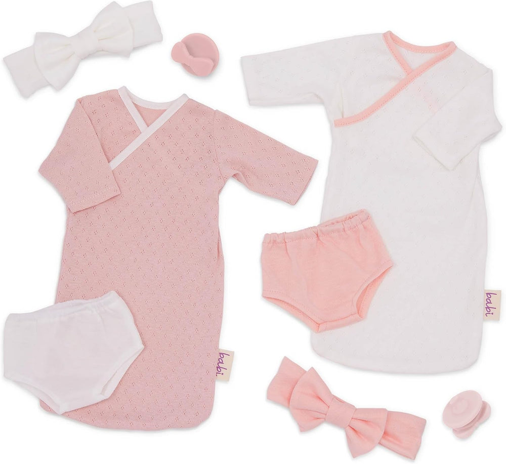 LullaBaby - Baby Puppe Dress Outfit - Kleidungsset - Rosa Kleid, Stirnband, Schnuller und Schuhe - 36 cm Baby-Puppen-Kleidung - Fantasievolles Spiel - Spielzeug für Kinder ab 2 Jahren