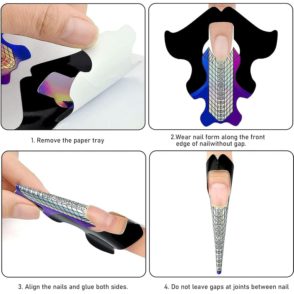 100 pièces modèles de modelage d'art d'ongle auto-adhésifs avec 4 feuilles de tampons adhésifs transparents et 3 limes à ongles accessoires d'extension d'ongles en gel pour ongles artificiels