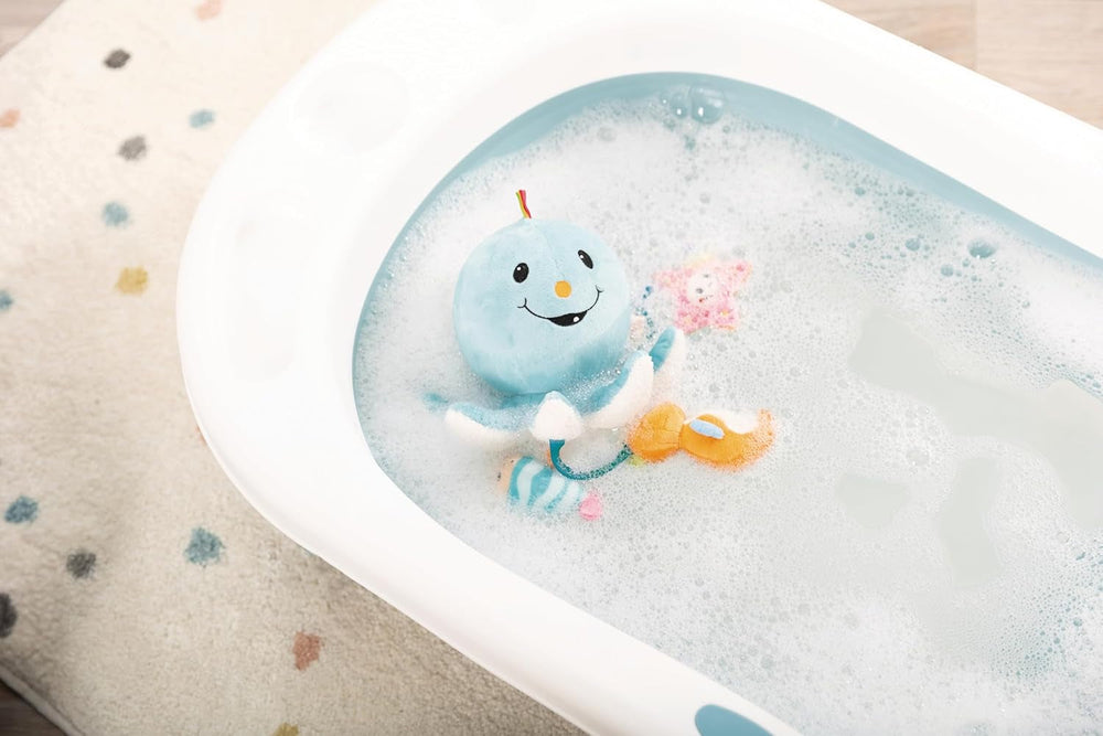 Jouet de bain Octily 18x14cm avec. 3 figurines dans un coffret cadeau 23,5x17x13,5cm bleu - jouet avec éléments de préhension - jouet de bain pour enfants pour attraper et jouer Baby Toys Naty Shop