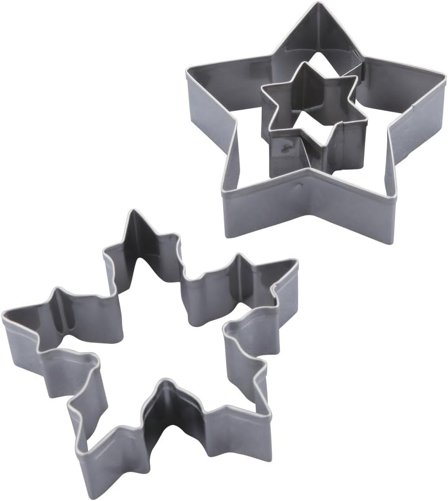 Dr. Oetker Linzer Ensemble d'emporte-pièces flocon de neige et étoile – 2 pièces parfaits pour les biscuits de Noël en acier inoxydable de haute qualité résistant à la rouille, lavable au lave-vaisselle