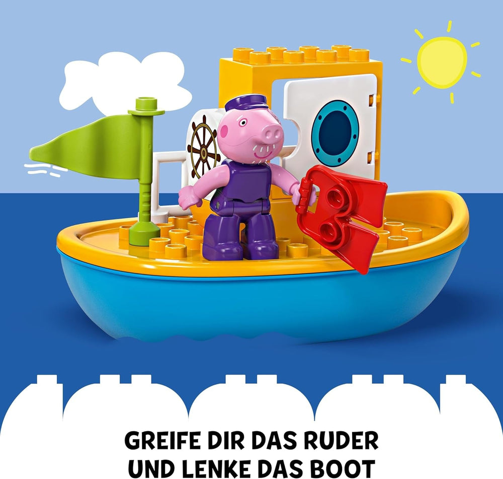 LEGO DUPLO L'excursion en bateau de Peppa : bateau jouet à construire et à reconstruire avec 2 figurines, jouet créatif, idée cadeau pour les enfants de 2 ans, garçons et filles 10432 Sets de construction Besuche den LEGO-Store