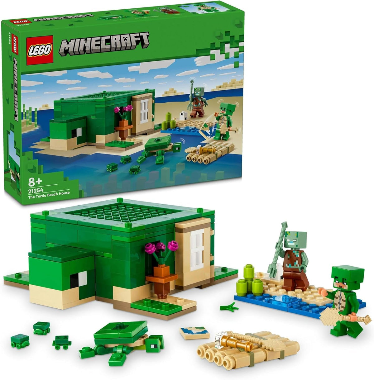 LEGO Minecraft La maison de Turtle Beach, maison de jouets avec accessoires pour filles et garçons à partir de 8 ans, ensemble avec animaux et personnages de jeux vidéo, cadeau pour les joueurs 21254 Ensembles de construction Besuche den LEGO-Store Single