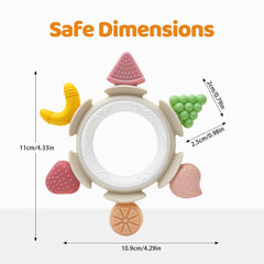 Anneau de dentition pour bébé, jouet sensoriel pour 0 3 6 7 8 9 10 12 mois, jouet d'aide à la dentition pour nouveau-nés de 3 6 12 18 mois, garçons et filles, cadeaux de Pâques pour fête prénatale marron