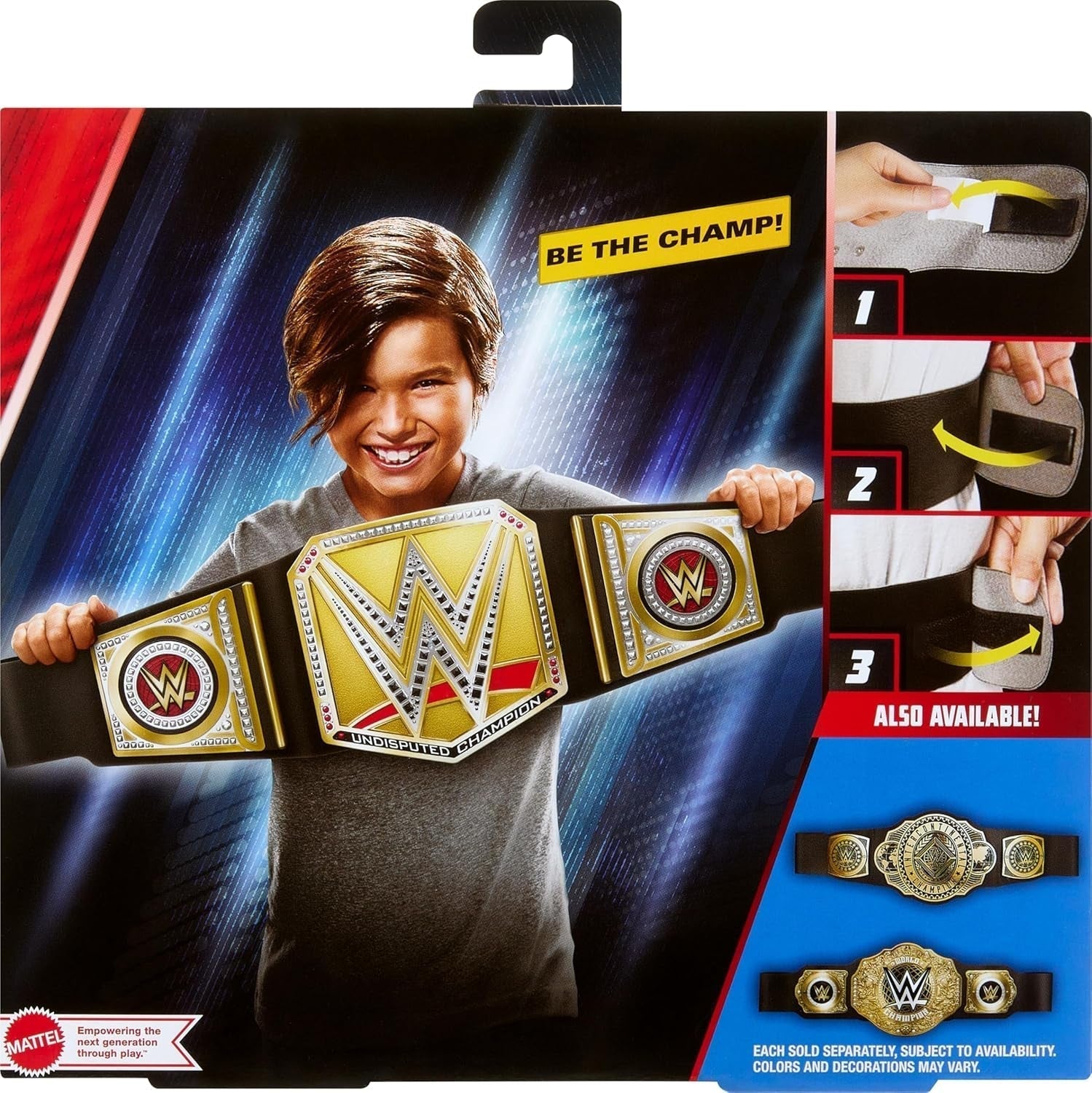 Mattel Ceinture de championnat WWE Mattel, jeu de rôle et costume de championnat universel incontesté de la WWE, env. Ceinture en simili cuir de 100 cm de long avec raccord unique, figurines HYJ35 Naty Shop
