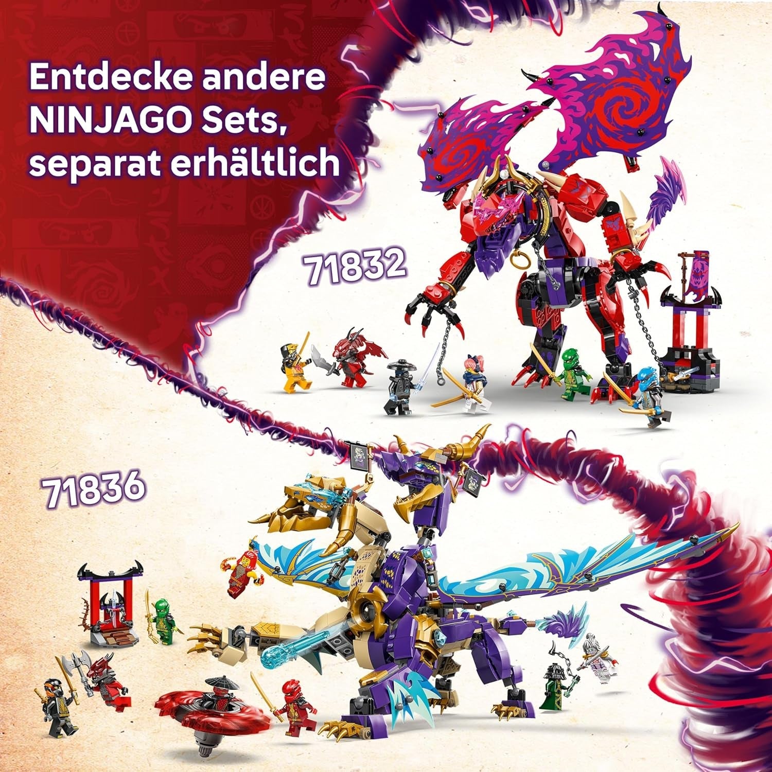 LEGO NINJAGO Lichtbogendrache - Spielzeug mit 8 Minifiguren und einem Spinjitzu-Spinner - Interaktives Ninja Bauspielzeug für Jungen & Mädchen ab 9 Jahren - Geschenkidee für Fans 71836