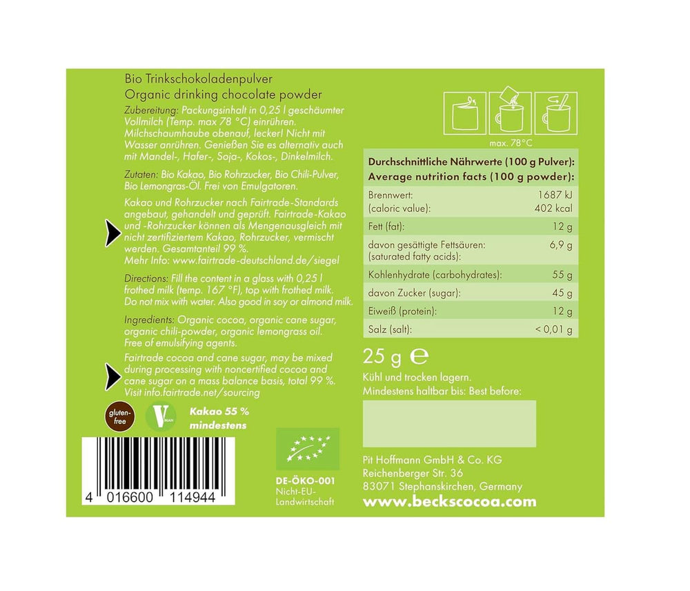 Sachet Mékong, 25 grammes de Cacao et Chocolat Chaud Naty Shop