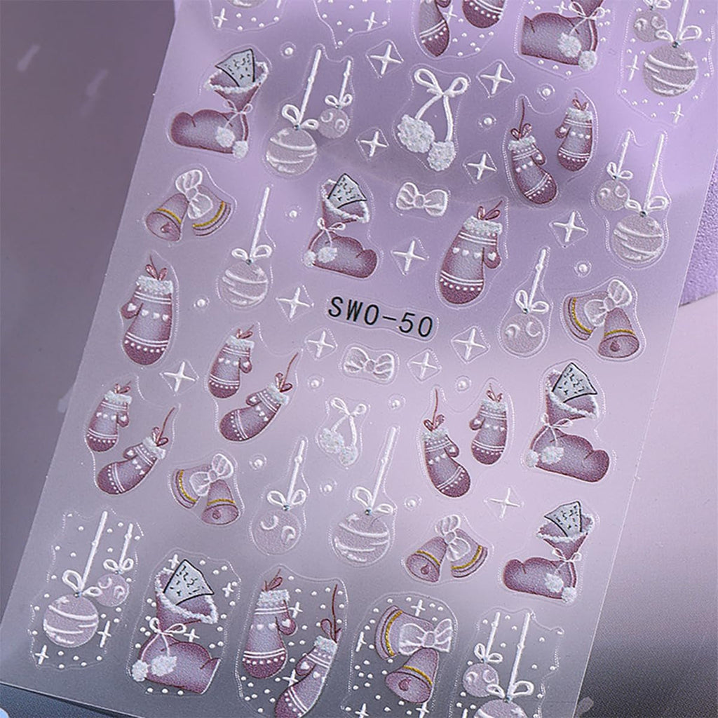 JMEOWIO Nagelsticker Weihnachten 6 Blatt Nail Art Sticker Selbstklebend Nagelaufkleber Schneeflocke Winter Urlaub Süß Dekoration Nageldesign Zubehör