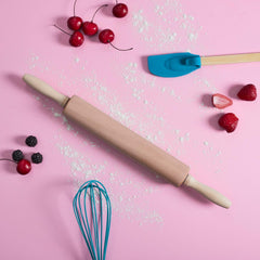 , KP5715, Rouleau à Pâtisserie en Bois, Ergonomique et Facile à nettoyer, idéal pour étaler la pâte et les biscuits, Dimensions 44,5 cm, Coloris Marron