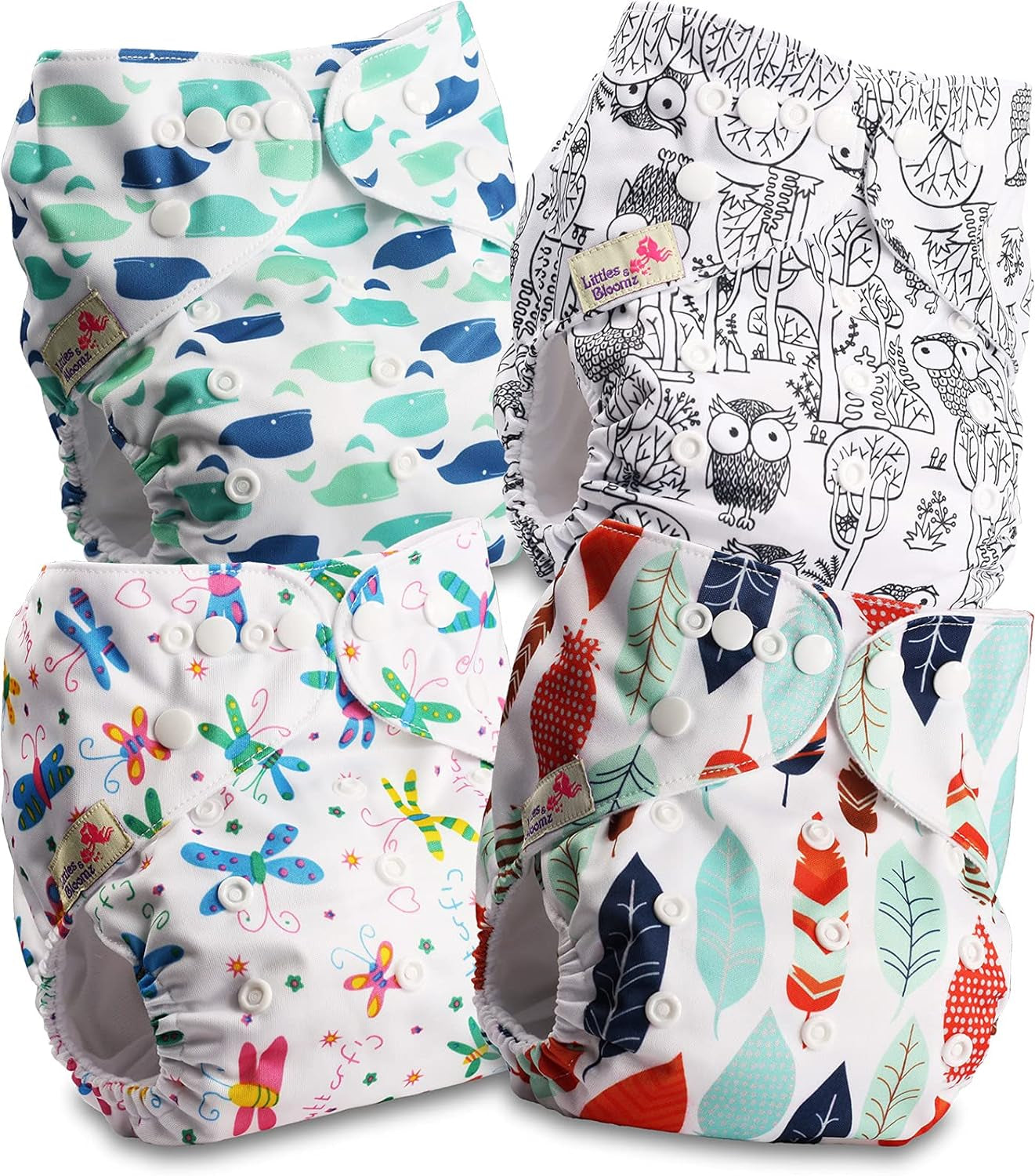 Littles and Bloomz FLP2-0406 Couche réutilisable avec clip standard, 4 couches