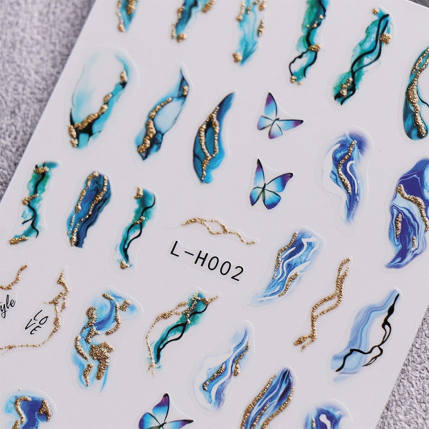 JMEOWIO Nagelsticker Marmor Französische Spitze 10 Blatt Nail Art Sticker Selbstklebend Nagelaufkleber Bunt Dekoration Nageldesign Zubehör