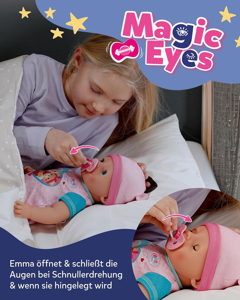 BABY Born Emma - poupée 43 cm - 10 fonctions dont accessoires et matelas - Fonctionne entièrement sans piles - Convient aux enfants à partir de 3 ans