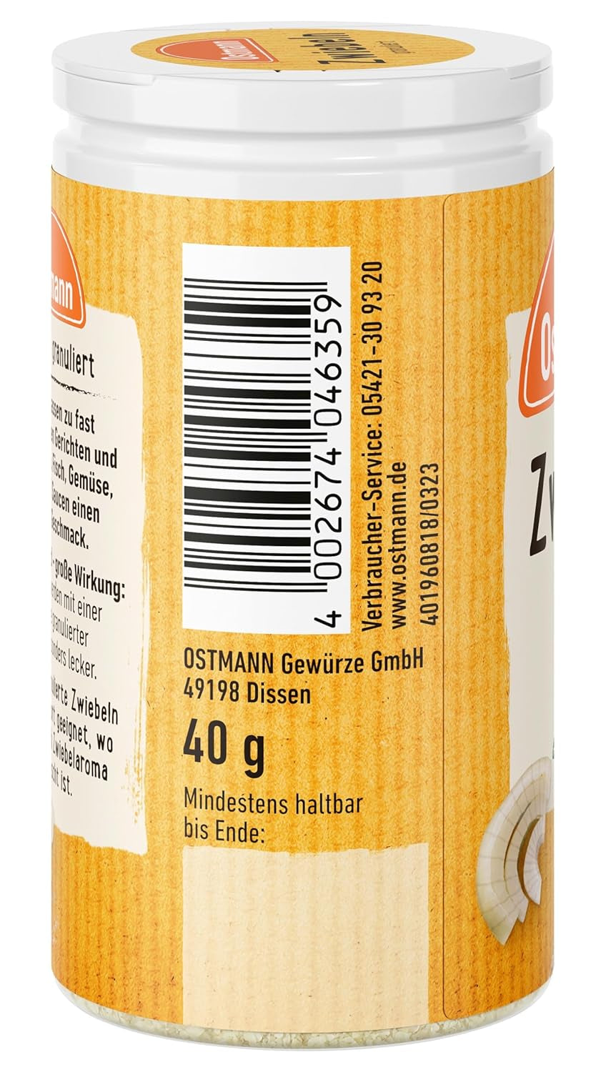 Ostmann Gewürze - Granular Zwiebeln | Zwiebelpulver zum Würzen herzhafter Gerichte | 40 g en dose recyclée