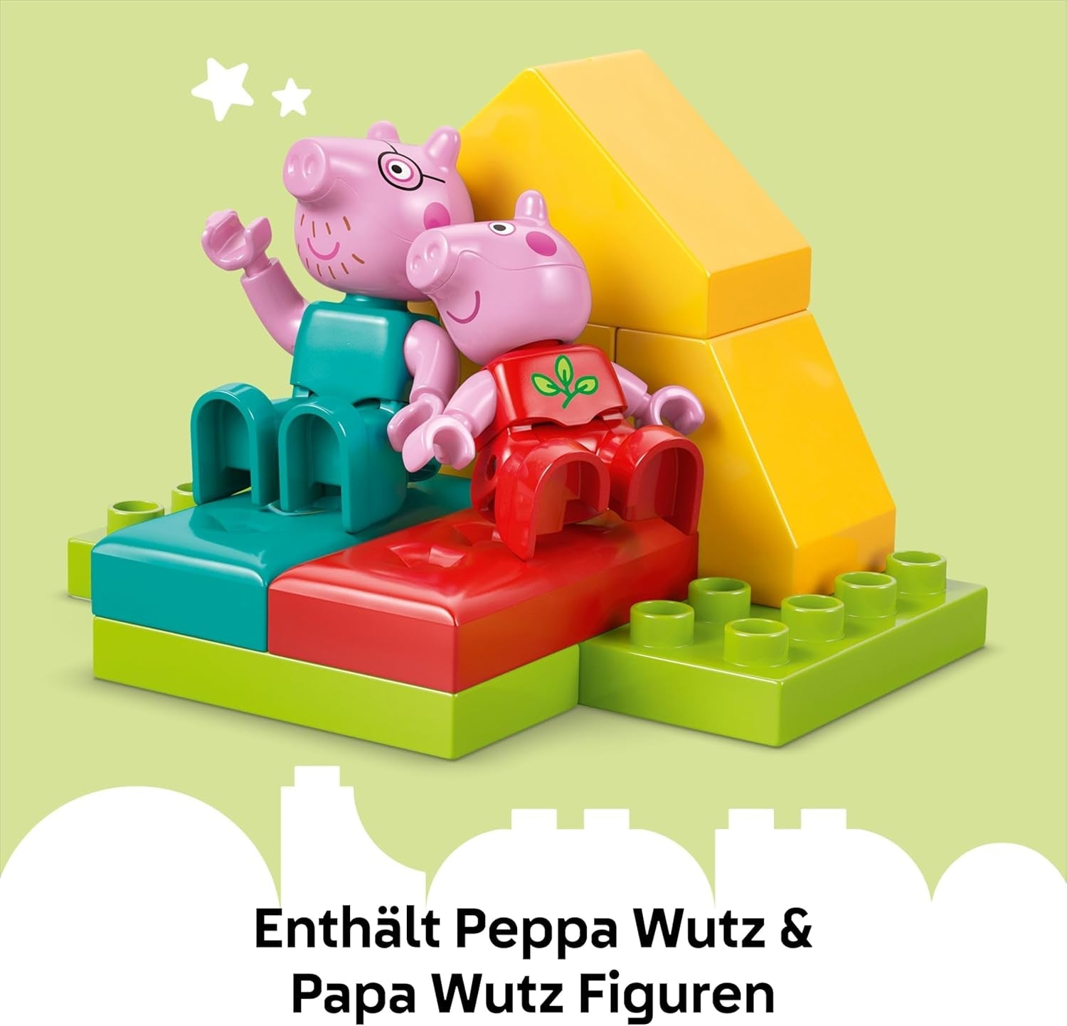 DUPLO Peppa Pig Campingausflug mit Papa Wutz – Montessori Spielzeug für Mädchen & Jungen ab 2 Jahren – inkl. Zelt, Kanu, Lagerfeuer und 2 Figuren – Fördert Motorik & Farberkennung – Geschenk - 10452