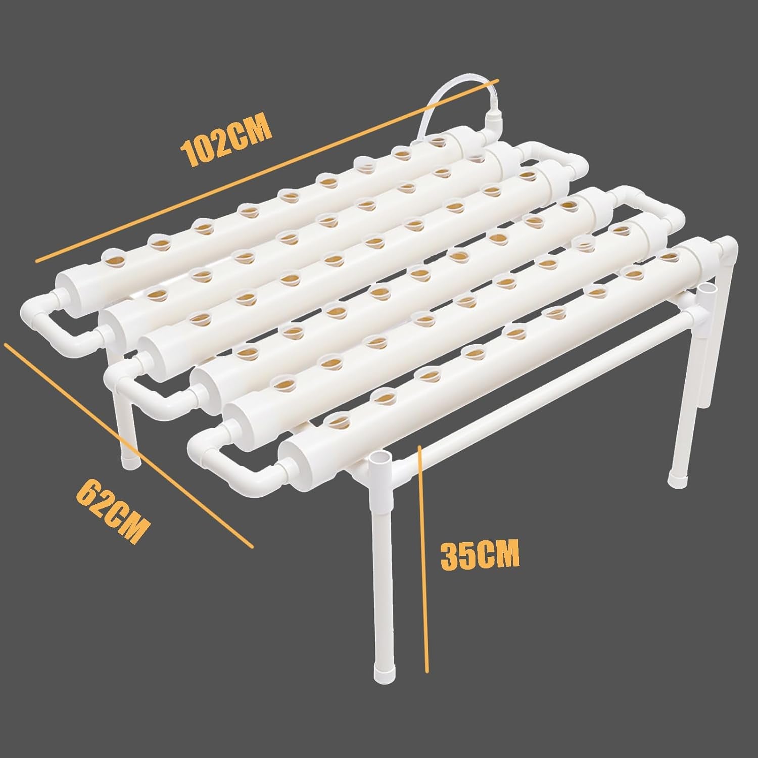 Kit de culture hydroponique 1 couche avec 54 jardinières, systèmes de culture de plantes sans sol en PVC avec pompe à eau, kits de culture hydroponique pour cultiver des légumes et des fruits sur les balcons, les jardins, les patios et les cours
