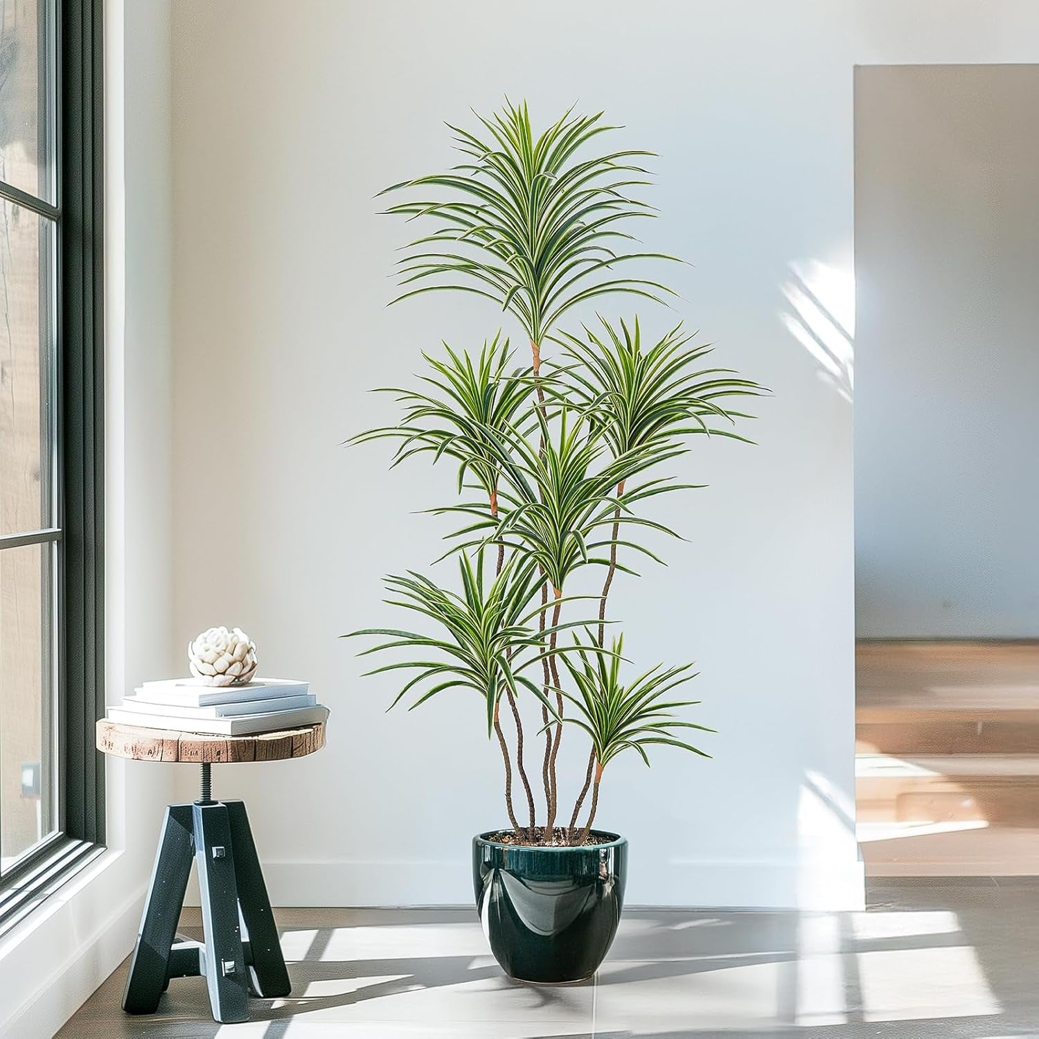 Künstliche Dracaena-Pflanzen Für Den Innenbereich, 120 Cm Hohe Künstliche Tropische Bodenpflanzen Für Den Innenbereich Hoher Künstlicher Topf Künstliche Bäume Für Die Dekoration Von Home-Office