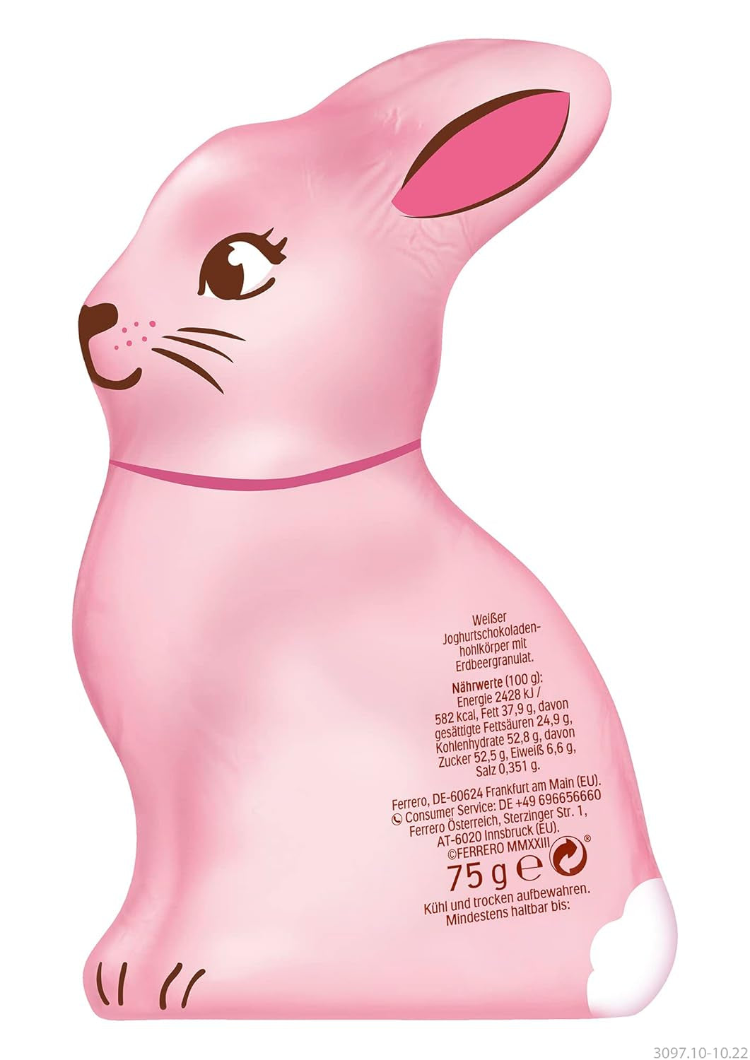 Ferrero Osterhase | 75 G | Weiße Joghurtschokolade Mit Fruchtigen Erdbeercrisps | Ostern | Osterhase | Geschenk Aus Schokolade in Hasenform Naty Shop