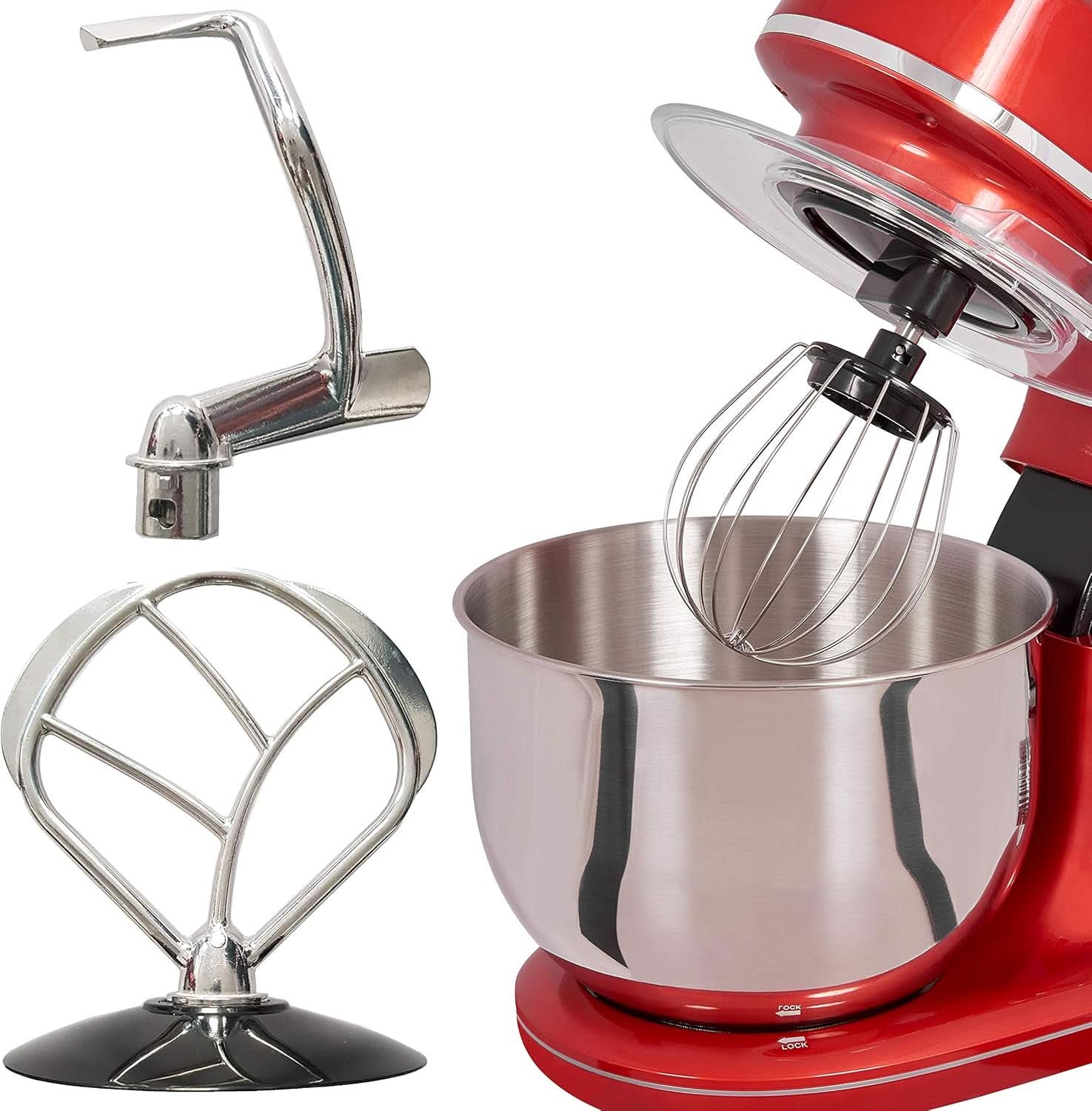 GUTFELS Küchenmaschine KM 8102 Roi | Küchenmaschine |1200 Watt | Schneebesen | Rührhaken | Knethaken | 10 Stufen | Rot | 5 L Schüssel Mama si Copilul Naty Shop