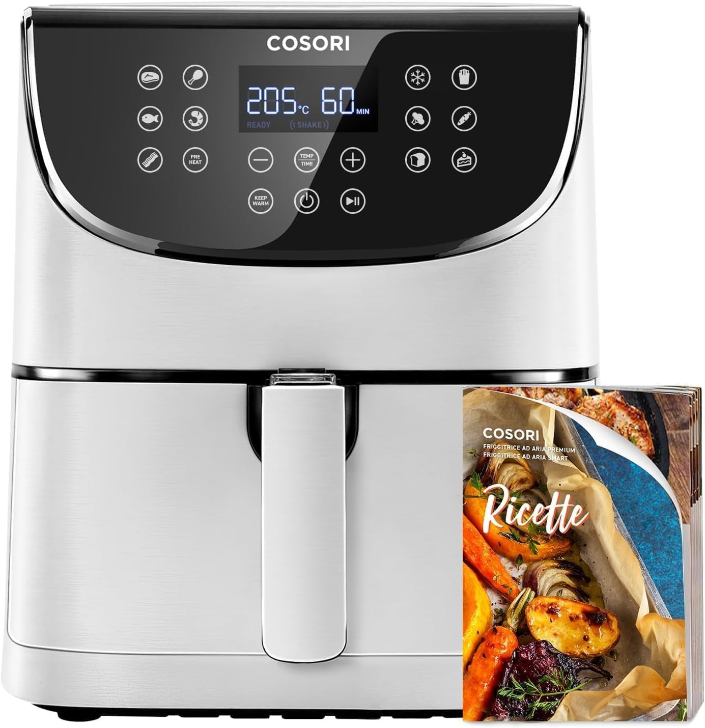 COSORI Friteuse à air chaud Airfryer, Friteuse à air 12 en 1 XXL 6,2 L, Friteuse à air chaud avec fenêtre de visualisation et rappel de brassage, 80 recettes Appareils ménagers Naty Shop Blanc 5,5 L Premium