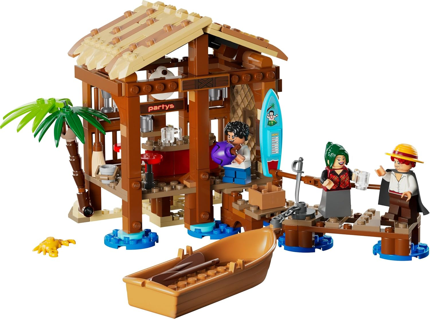 LEGO ONE PIECE Windmühlendorf-Hütte - Spielzeug mit Boot, Jungen Ruffy, Shanks & Makino Minifiguren sowie Zubehör - inkl. Steckbrief - Anime-Geschenk für Jungen, Mädchen & Fans ab 8 Jahren - 75636