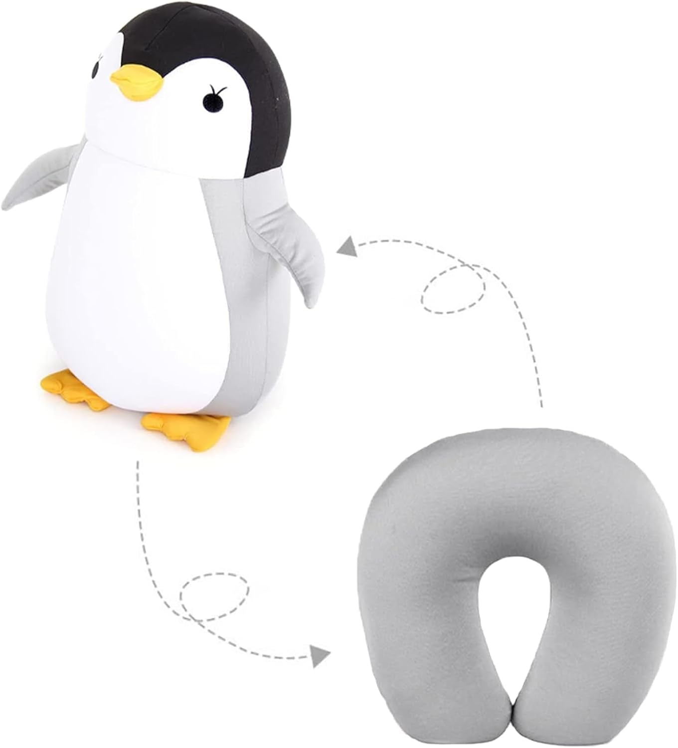 Pernă pentru gât 2 în 1 Pernă pentru gât în formă de U Pernă pentru tetieră Pernă de sprijin pentru gât Suport pentru gât, pernă pentru gât Deformare Pentru animale de pluș Pentru camping, drumeții, mașină, avion Perne ortopedice cervicale Naty Shop Pinguin gri