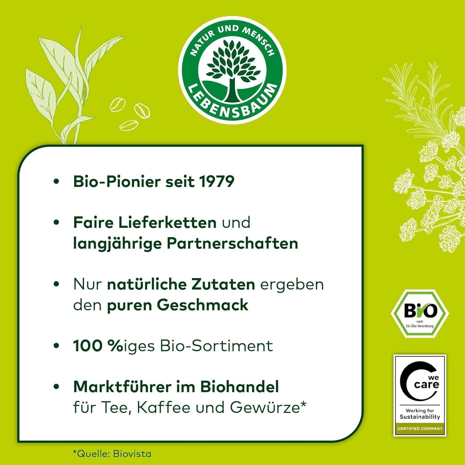 Lebensbaum Darjeeling Thé vert à feuilles entières, thé biologique, thé vert au goût de fleur fraîche, couleur vert clair, 1000g