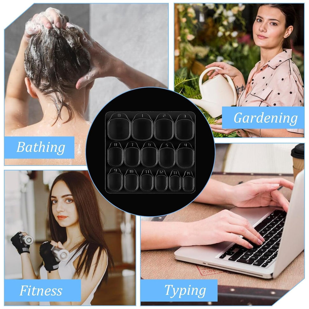 15 feuilles/450 pièces de tampons adhésifs pour ongles, 15 tailles de tampons adhésifs transparents pour ongles, gel de gelée double face, autocollant adhésif pour ongles, tampons adhésifs à presser sur les ongles, tampons adhésifs pour accessoires de décoration de manucure DIY