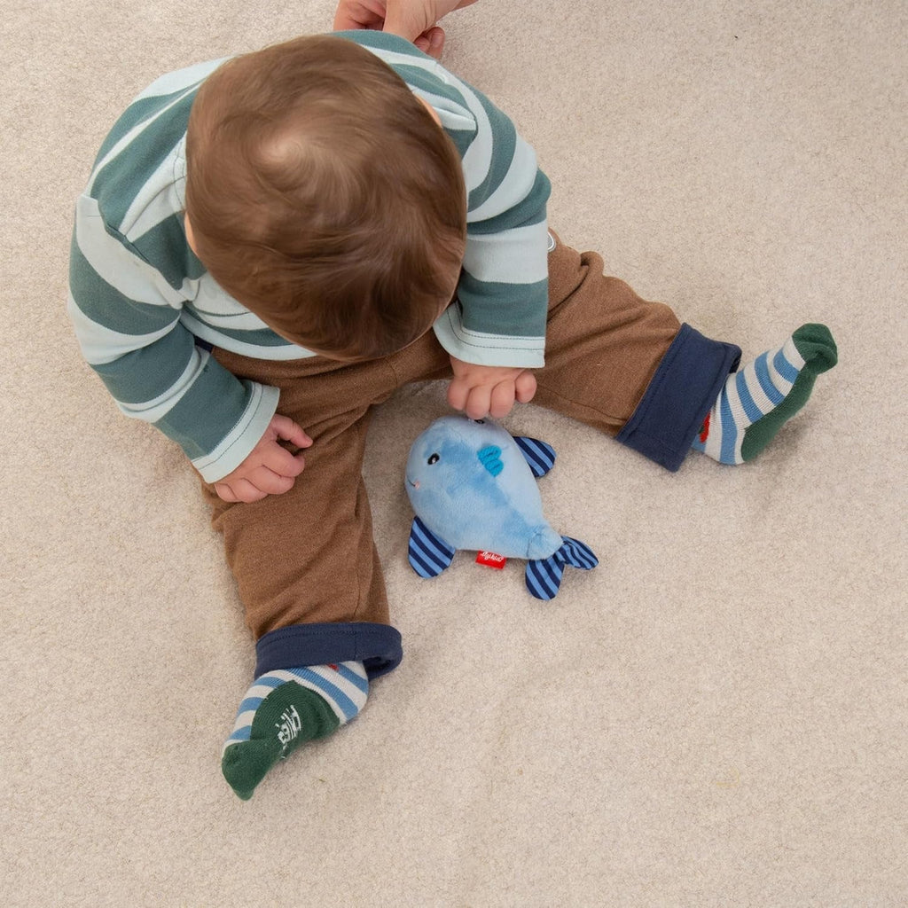 SIGIKID 41172 Rattle balena Red Stars fete și băieți jucărie pentru copii recomandat de la naștere albastru Jucarii Bebe Naty Shop