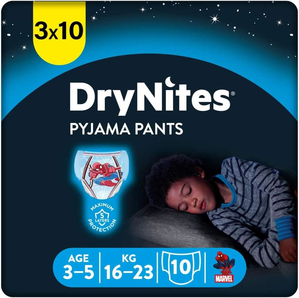 Couches de nuit HUGGIES Drynites, pour garçons 4-7 ans (17-30 kg), 30 pièces Naty Shop 30 pièces 3 - 5 ans (16 - 23 Kg)