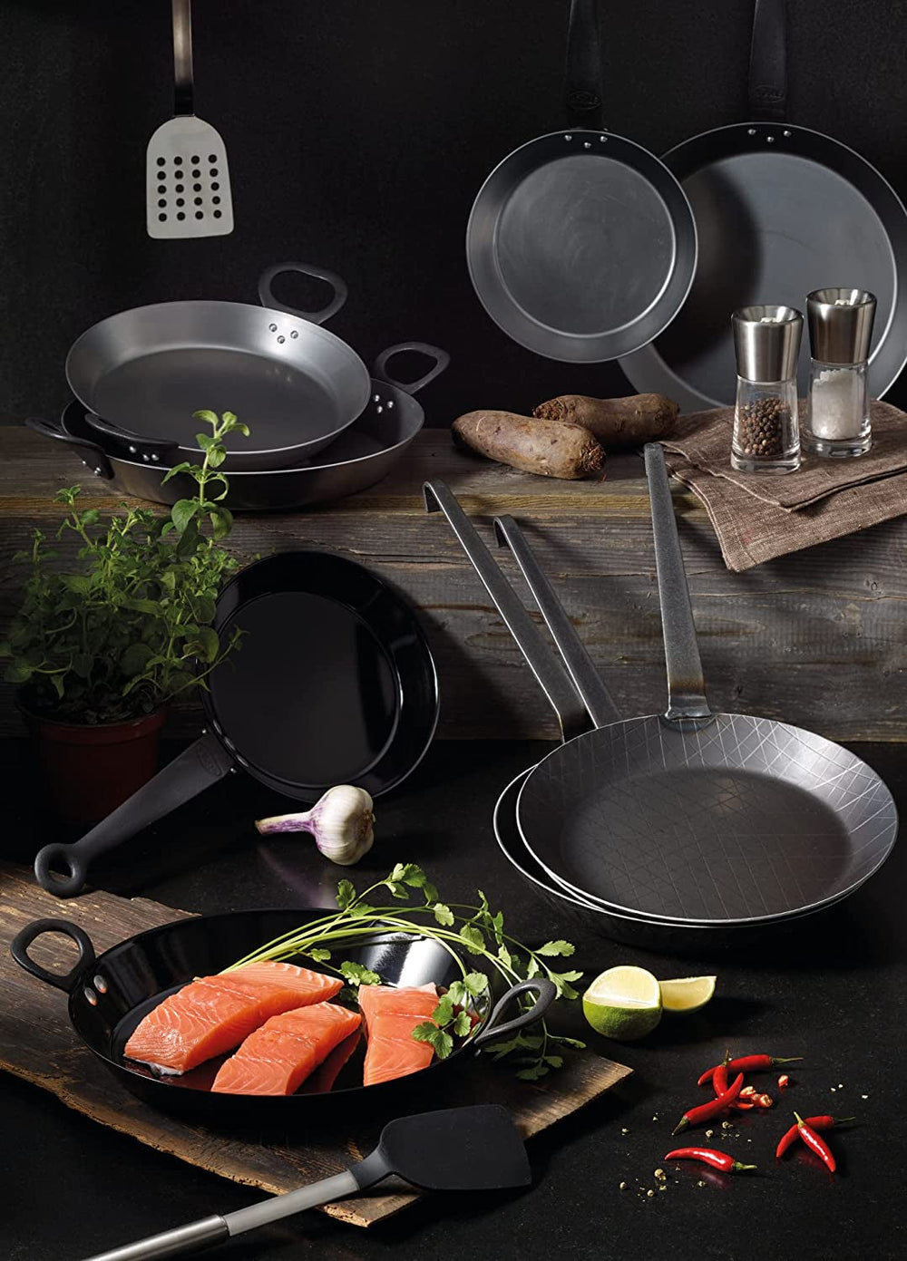 Poêle à frire en fer forgé RÖSLE série 1888, de haute qualité, bord haut pour frites croustillantes et viandes rôties rapidement, adaptée aux casseroles et poêles à griller et à induction Naty Shop