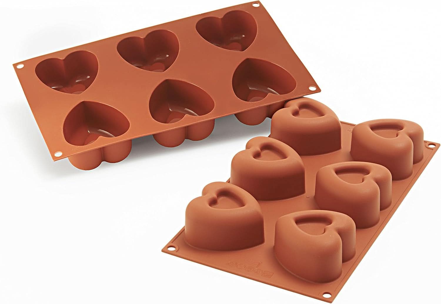 Silikomart 20.036.00.0060 SF 036, Kitchen Heart Naty Shop L (69,5 x 72 mm, profondeur 39,5 mm. Volume : 6 x 125 ml) Sf124 Passion, 6 x cœurs crantés