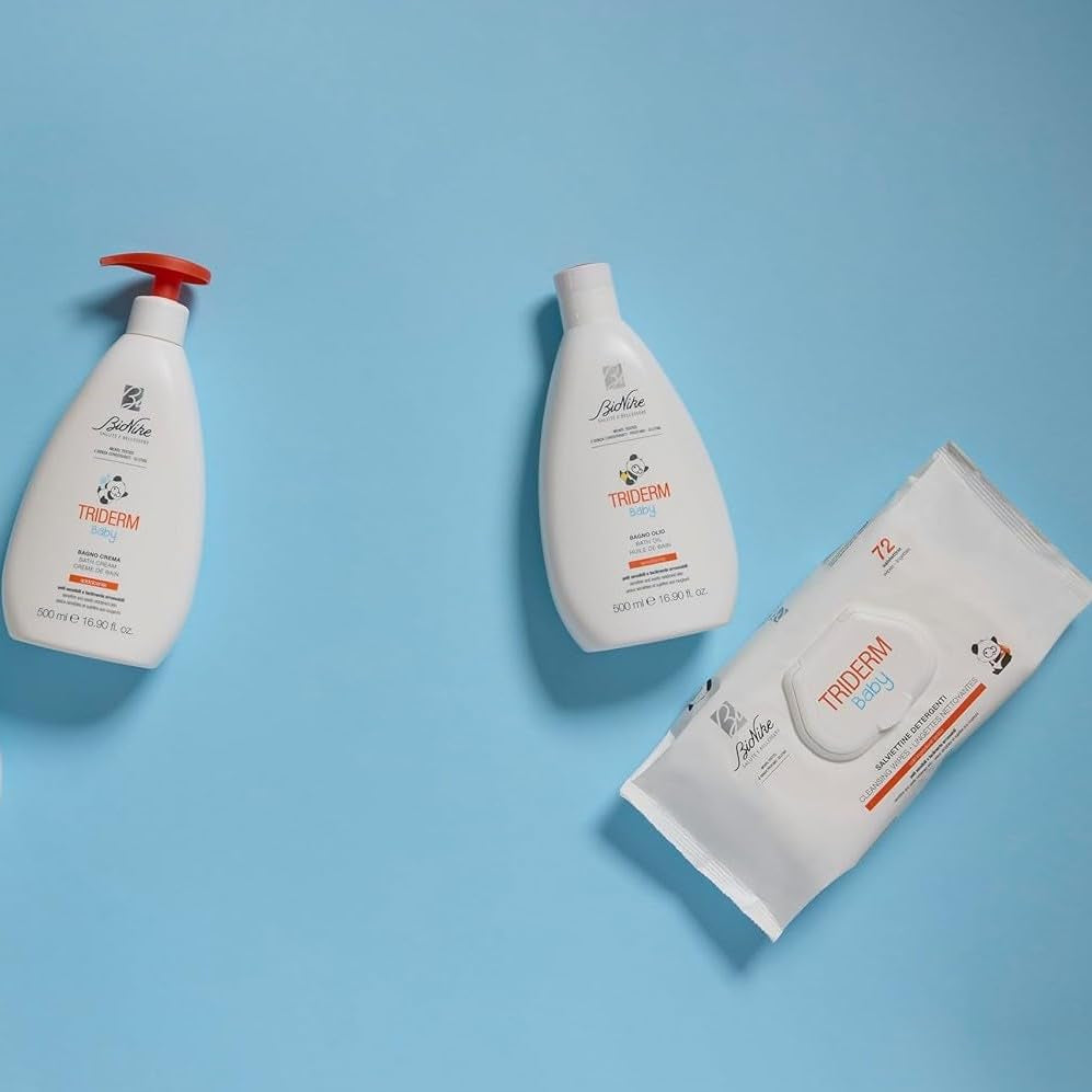 Bionike Triderm Baby Lingettes humides pour peaux sèches et sensibles Effet apaisant et raffermissant Protège et hydrate 72 lingettes