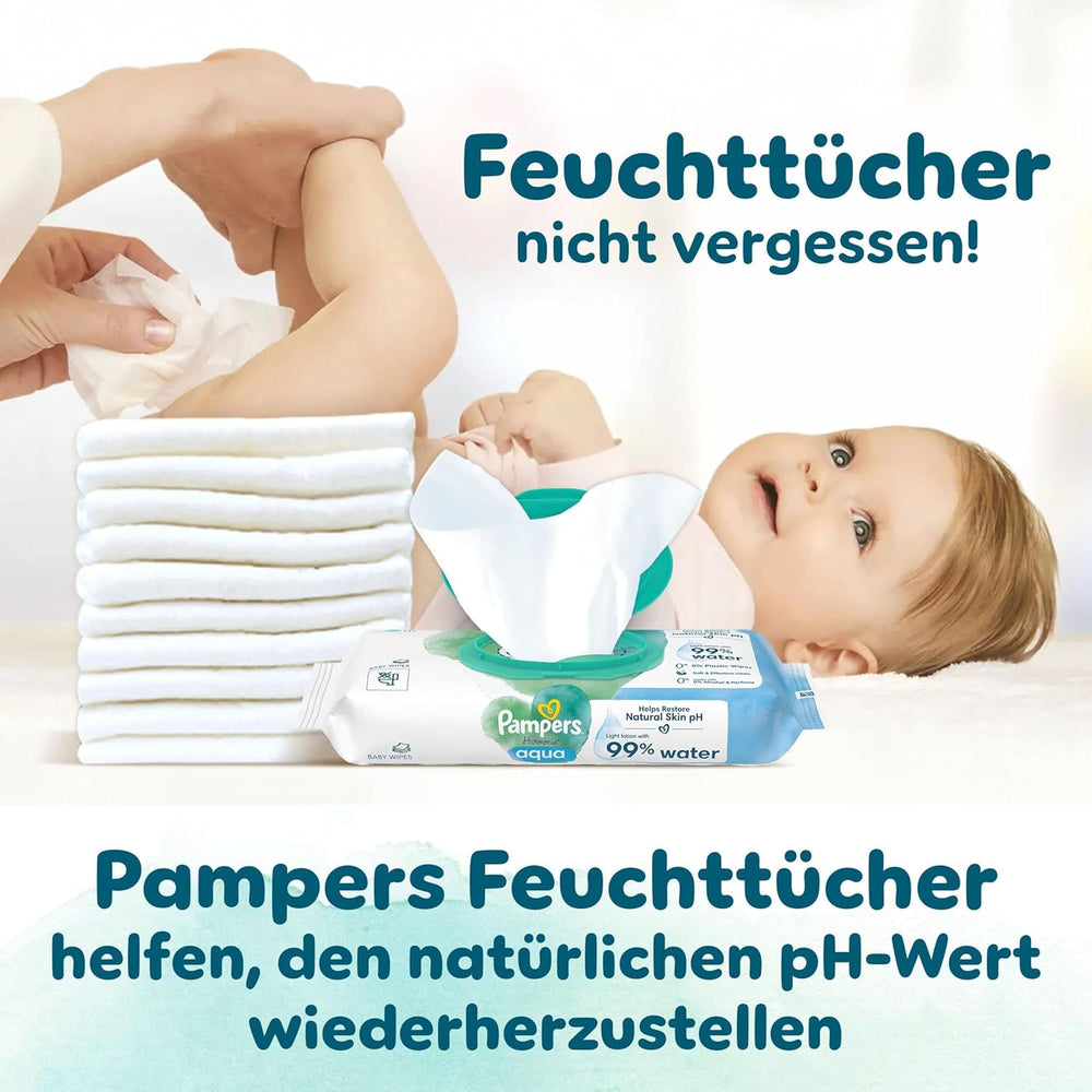 Couches Pampers Harmony taille 2, 204 couches, 4 kg-8 kg, protection douce de la peau avec protection 100 % Pampers