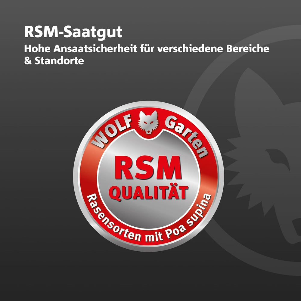 Wolf-Garten „Schatten & Sonne“ Premium-Rasen LP 50 (Für 50 M², Sehr Hohe Dichte Mit Ca. 100.000 Trieben/M2, Besonders Strapazierfähig, Hohe Schattenverträglichkeit, 1Kg Faltschachtel) 3820031