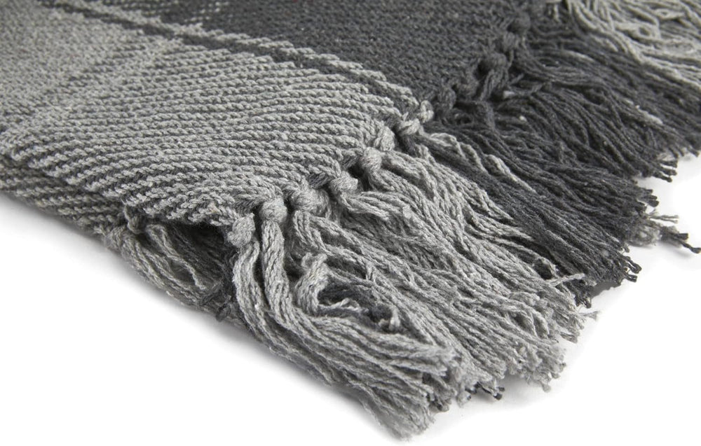 Jeté Frisco, Coton recyclé, Traditionnel, Plaid, Pour chaise, canapé, canapé, jeté, couverture, Anthracite, 127 X 152 Cm Lits et couvertures Emma Barclay