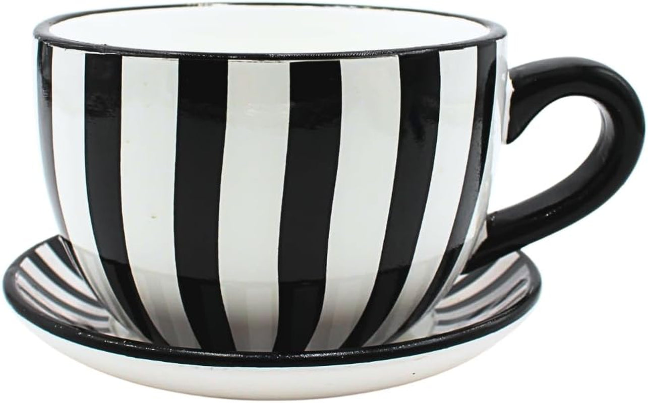 Ghiveci de flori Dekohelden24, jardinieră, ghiveci pentru plante, recipient pentru plante, ghiveci de flori. Ghiveci ceramic în formă de cupă cu mâner, design: lavandă, L/l/Î 25 x 23 x 14 cm.