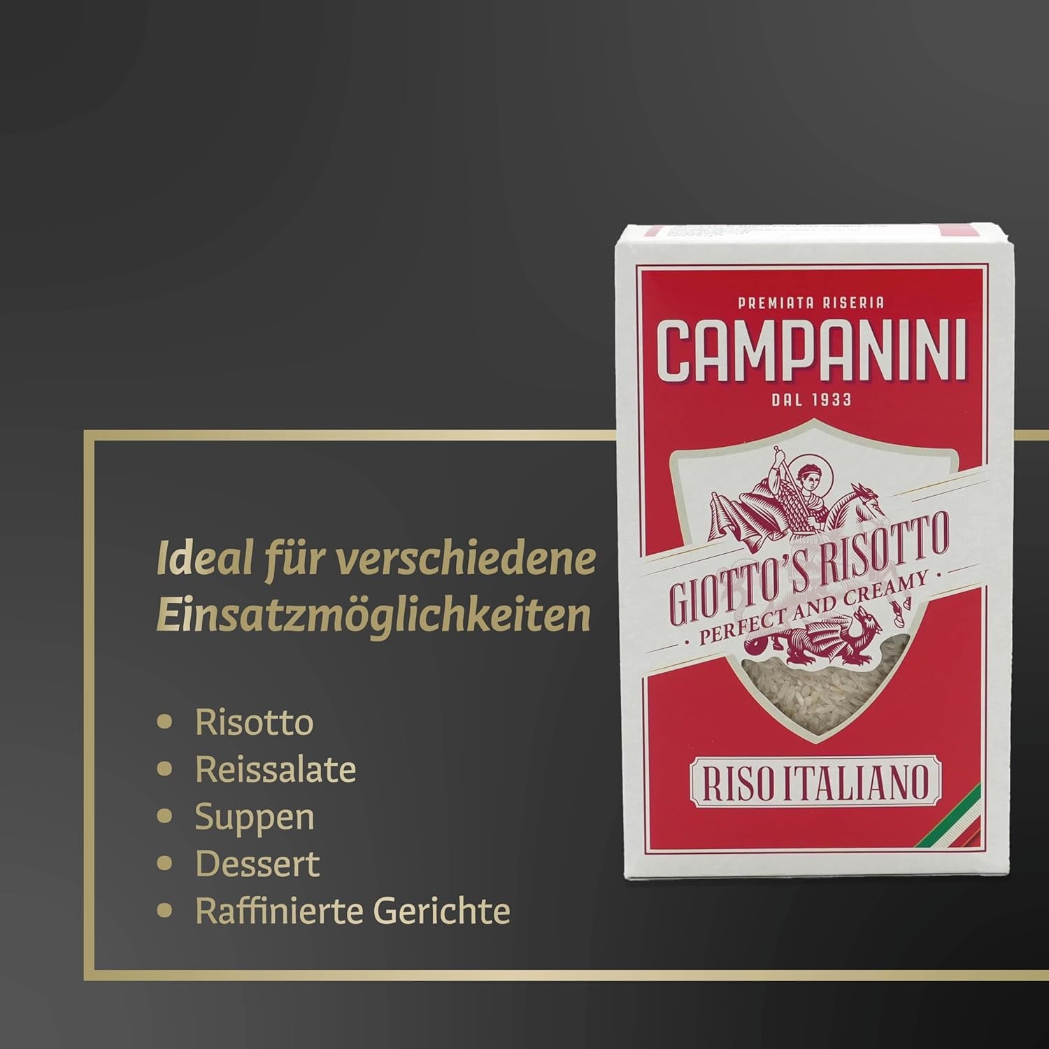 Riz original pour risotto | Riz campanini pour risotto | 1000g | d'Italie | Risottos et soupes